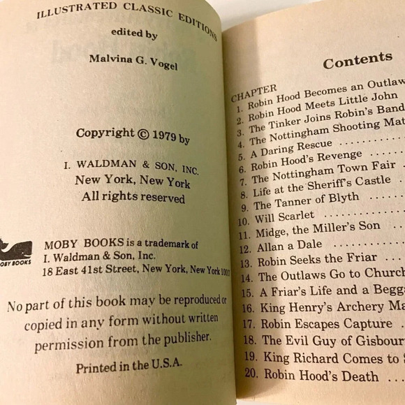 Vintage 1979 The Merry Adventures Of Robin Hood Illustrated Classic Edition Moby - Picture 8 of 16